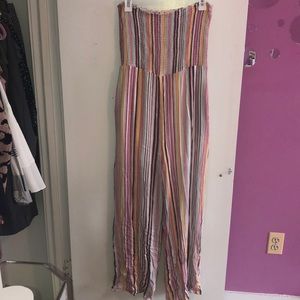 Peach Love Multi Colored Jumpsuit Strapless